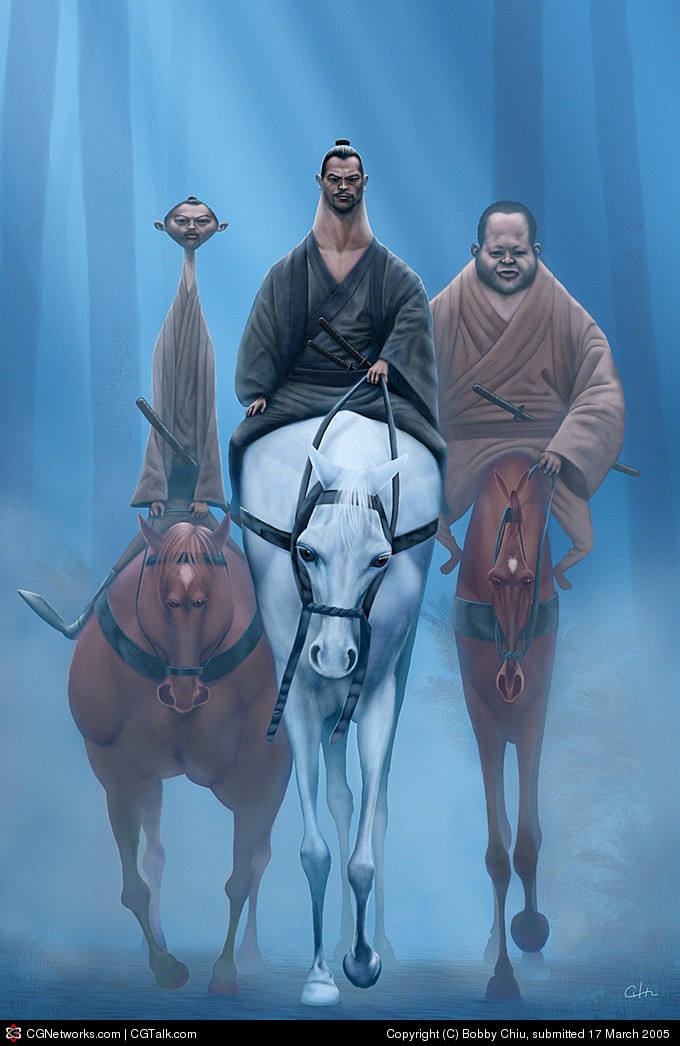  3 Samurai On Horseback 